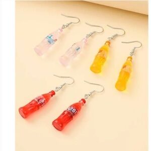 ❤️ FREE Bottle Drink Soda Snack Boho Pop Art Deco Hipster Farm Hip Earrings Set
